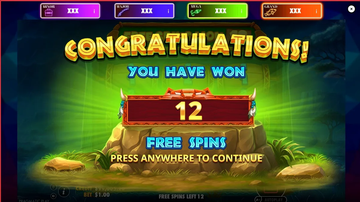 Savannah Riches slot machine game screen na may mga hayop sa Africa
